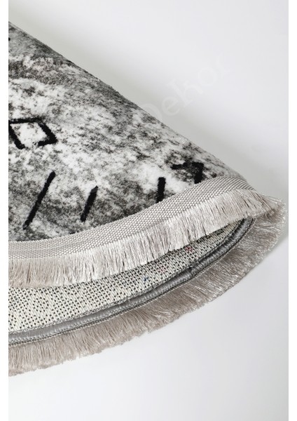 Delüxe Iskandinav Gri Saçaklı Deri Taban Oval Halı Yeni Model Salon Halısı fırsatları