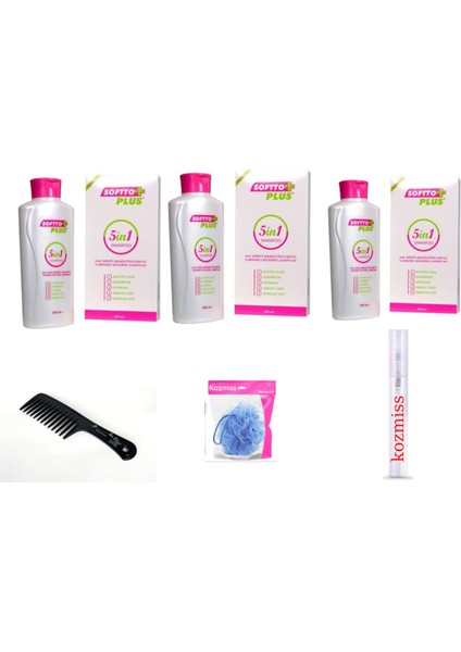 5 In1 Saç Dökülmesini Önleyici Şampuan 360 ml 2 Adet + Lif + Tarak + Kalem Parfüm