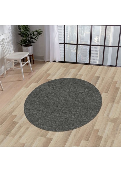 K1290 Antrasit Saçaksız Dijital Yuvarlak Halı Kaymaz Yıkanabilir Mutfak Salon Halısı indirimleri