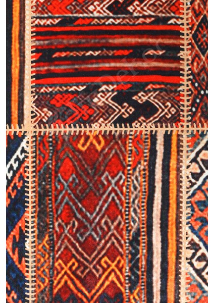 K1300 Patchwork Saçaksız Dijital Halı Kaymaz Yıkanabilir Oda Mutfak Koridor Salon Halısı