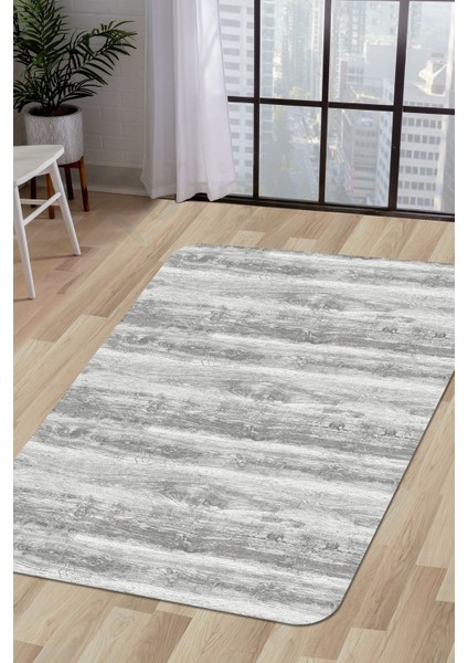 KY7056 Gri Saçaksız Dijital Halı Kaymaz Yıkanabilir Oda Mutfak Koridor Salon Halısı