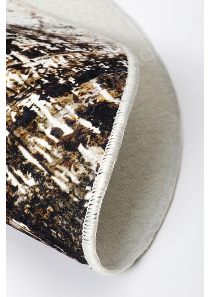 K1310 Black Saçaksız Dijital Yuvarlak Halı Kaymaz Yıkanabilir Mutfak Antre Salon Halısı fırsatları