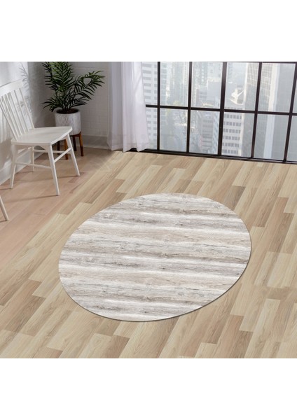 KY7055 Vizon Saçaksız Dijital Yuvarlak Halı Kaymaz Yıkanabilir Mutfak Antre Salon Halısı