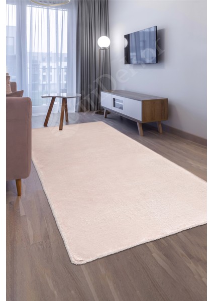 Pembe Post Dokuma Halı Peluş Yumuşacık Kaymaz Antibakteriyel Çocuk Mutfak Salon Halısı