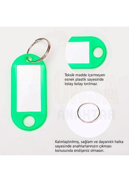 Plastik Anahtarlık - Isimli Renkli Anahtarlık Emlakçı Anahatlığı 55 Adet