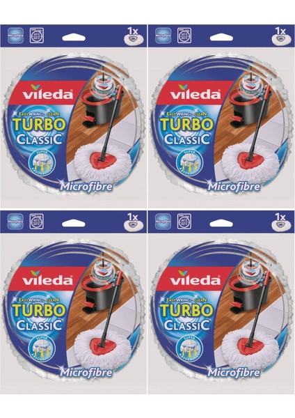 Turbo Yedek Mop Paspas Ucu (%100 Mikrofiber) (4'lü Set)