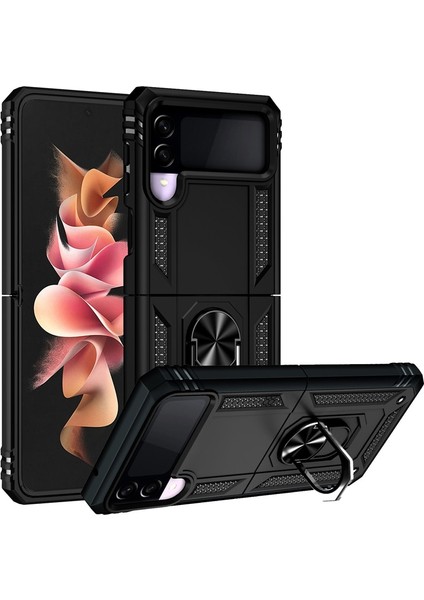 Samsung Galaxy Z Flip 4 Metal Halka Zırh Düşmeye Karşı Koruma Cep Telefonu Kılıfı Kapağı (Yurt Dışından)
