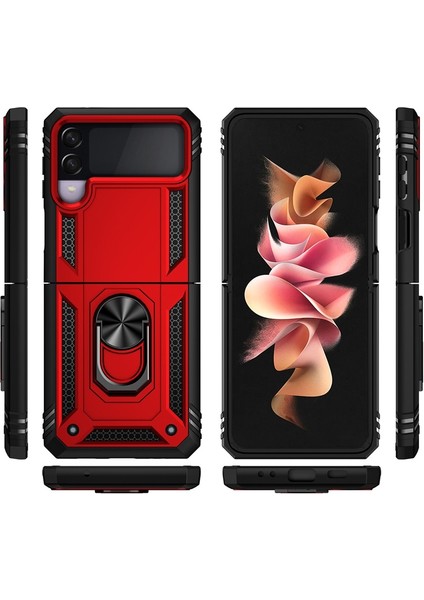 Samsung Galaxy Z Flip 4 Metal Halka Zırh Düşmeye Karşı Koruma Cep Telefonu Kılıfı Kapağı (Yurt Dışından)