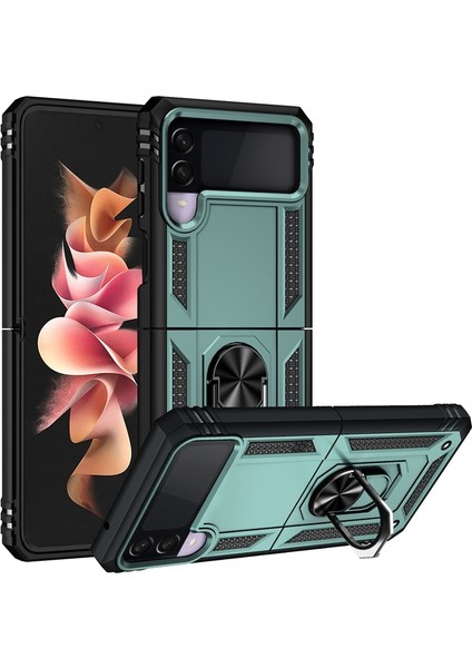 Samsung Galaxy Z Flip 4 Metal Halka Zırh Düşmeye Karşı Koruma Cep Telefonu Kılıfı Kapağı (Yurt Dışından)