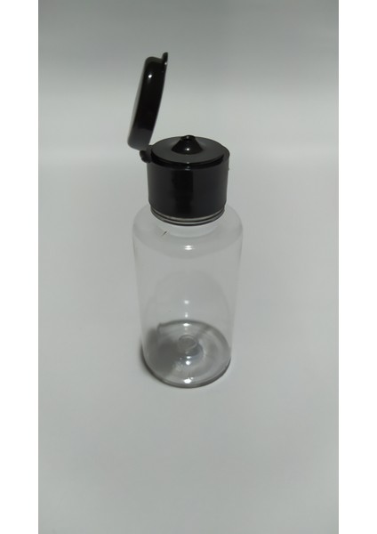 40 ml Siyah Fliptop (Açmalı) Kapaklı Likit Dezenfektan Kolonya Pet Şişesi 10'lu