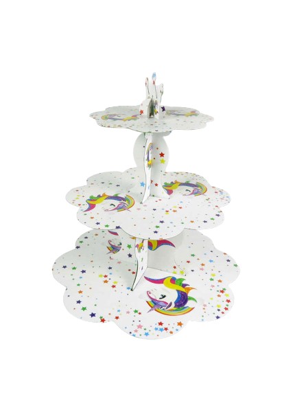 Unicorn Kek Standı 3 Katlı (30 cm x 24 cm x 20 cm )