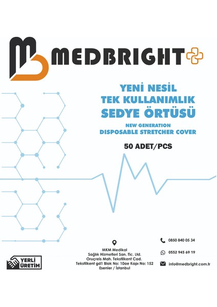 Med Bright 100 Adet Medbrıght 80x240 Lastikli Tek Kullanımlık Sedye Örtüsü