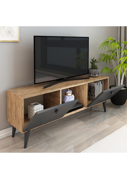 Lotus Tv Ünitesi 120 cm 2 Kapaklı Tv Sehpası Çam Renk