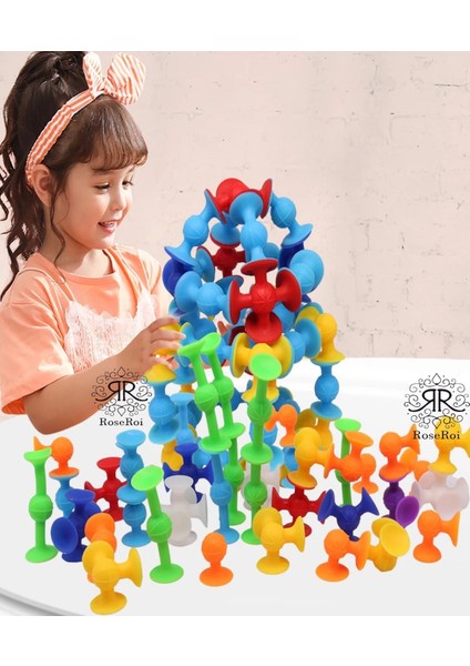 Vantuzlu Vakum Molekül 25 Parça Yapı Silikon Taşları Popit Duyusal Eğitici Oyuncak Squigz