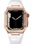 Apple Watch 4 44 mm Uyumlu Modifikasyon Kiti Hublot Tasarım Paslanmaz Çelik Kasa & Deri Kordon 1