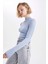 Slim Fit Yarım Balıkçı Yaka Basic Fitilli Triko Kazak L8848AZ22AU 1