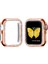 Apple Watch 5 6 44MM Uyumlu Tek Sıra Parlak Taşlı Rubber Kasa Kapak 2