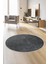 K1290 Antrasit Saçaksız Dijital Yuvarlak Halı Kaymaz Yıkanabilir Mutfak Salon Halısı 1