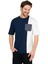 Lacivert/beyaz Erkek Bisiklet Yaka Kısa Kollu Cepli T-Shirt 3