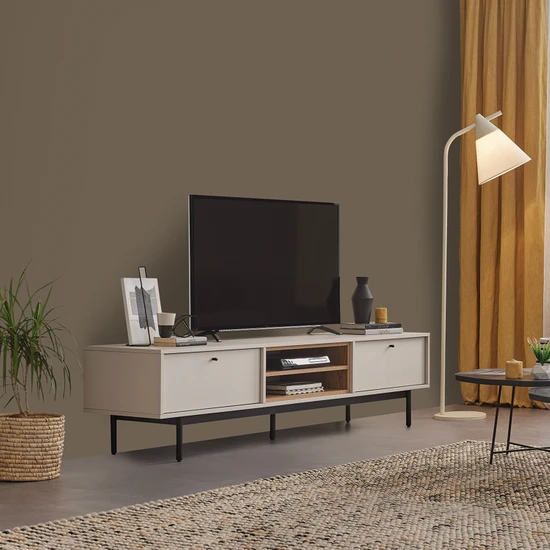 Enza Home Loreto Ayaklı Tv Sehpası 200 cm - Kırık Beyaz