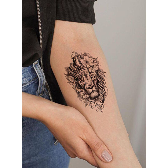 BP Tattoo Aslan ve Kral Tacı Geçici Dövme