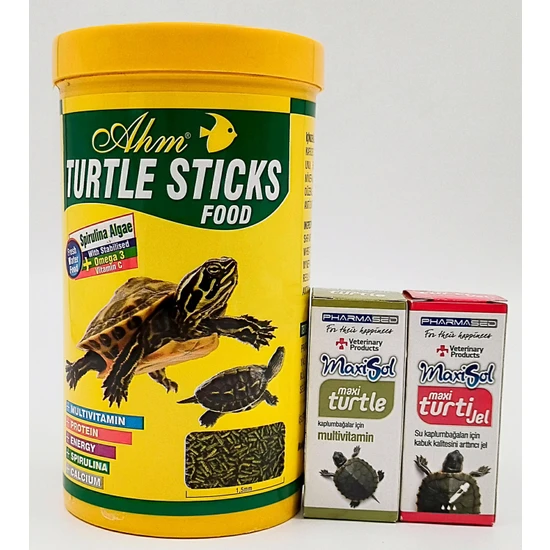 Ahm Turtle Sticks Kaplumbağa Yemi 1000 ml+ Vitamin + Kabuk Kalitesi Artırıcı