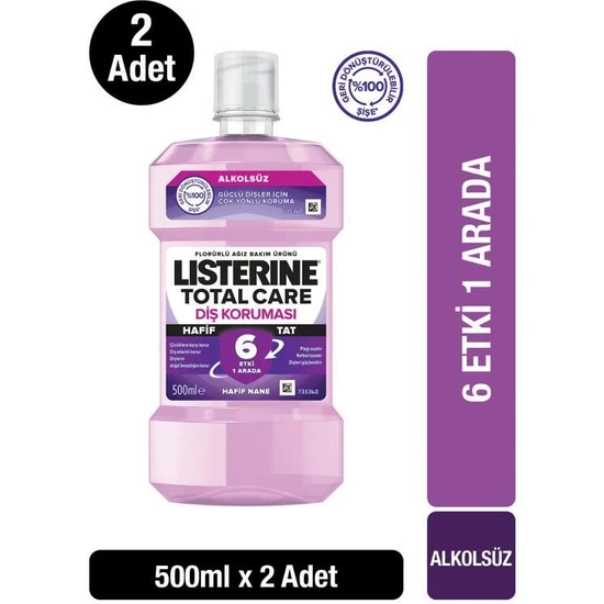 Listerine Total Care Hafif Tat Alkolsüz Ağız Bakım Suyu 500 Ml x2
