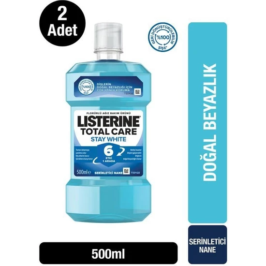 Listerine Stay White Ağız Bakım Suyu 500 ml x2
