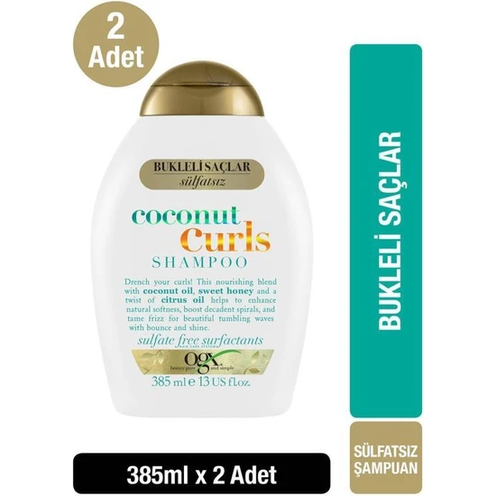 OGX Coconut Curls Sülfatsız Şampuan 385 ml x2