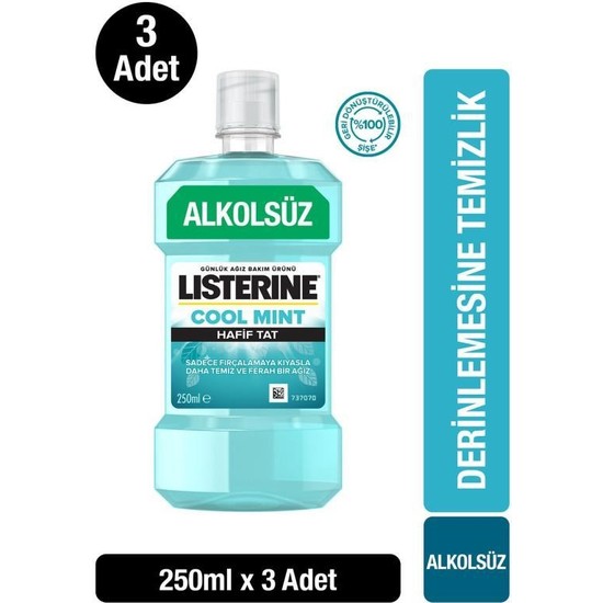 Listerine Cool Mint Hafif Tat Alkolsüz Ağız Bakım Suyu 250 Ml