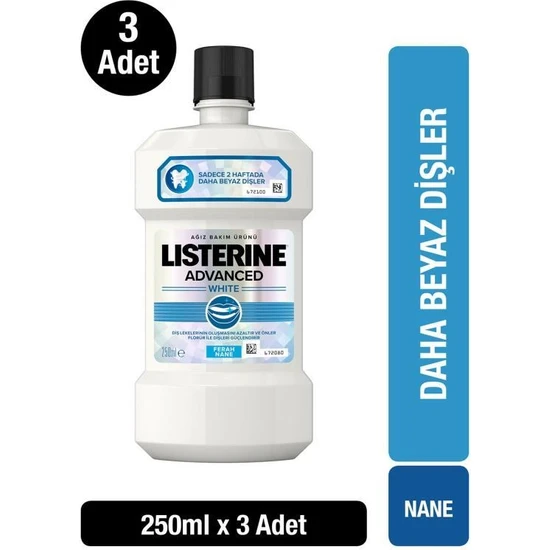 Listerine Advanced White Ağız Bakım Suyu 250 ml x3