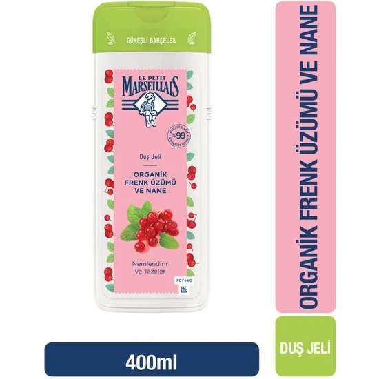 Le Petit Marseillais Organik Frenk Üzümü ve Nane Duş Jeli 400 ml