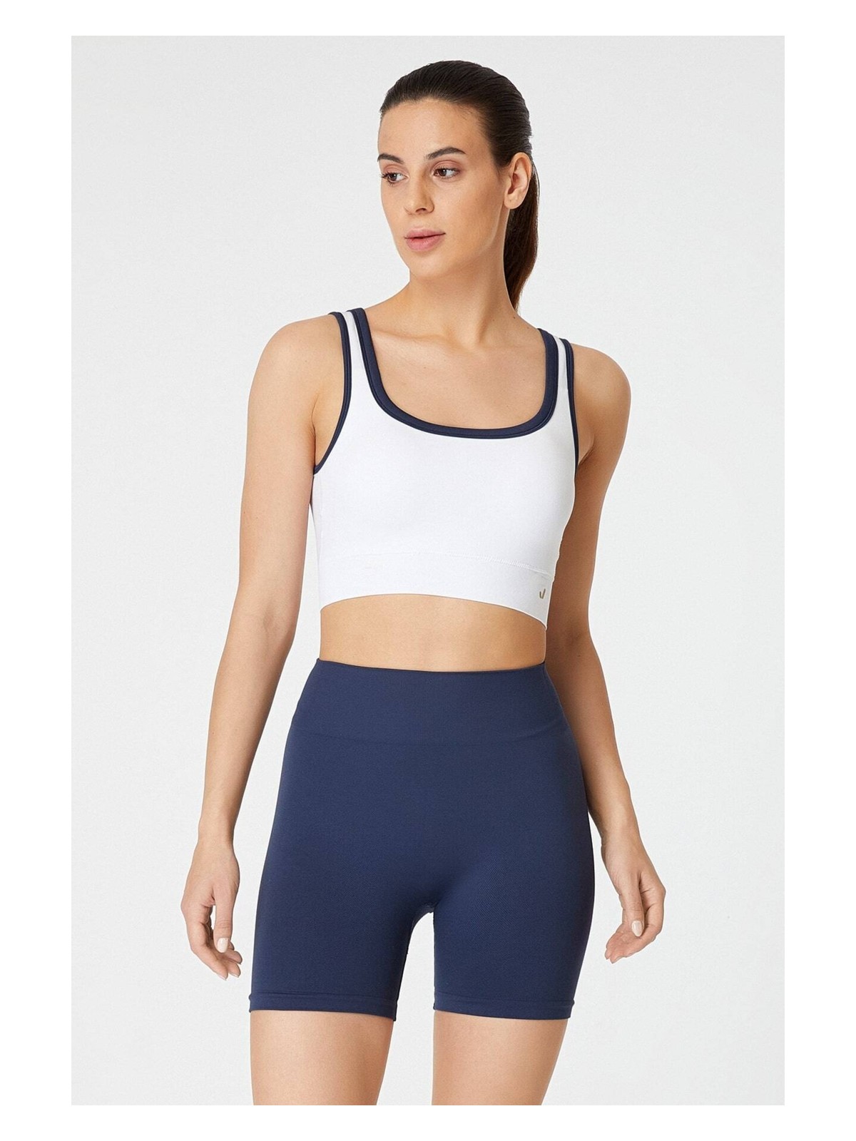 Jerf Lucia Kadın Spor Sütyeni Beyaz_Lacivert Yüksek Destekleyici Günlük Kullanım İçin Rahat