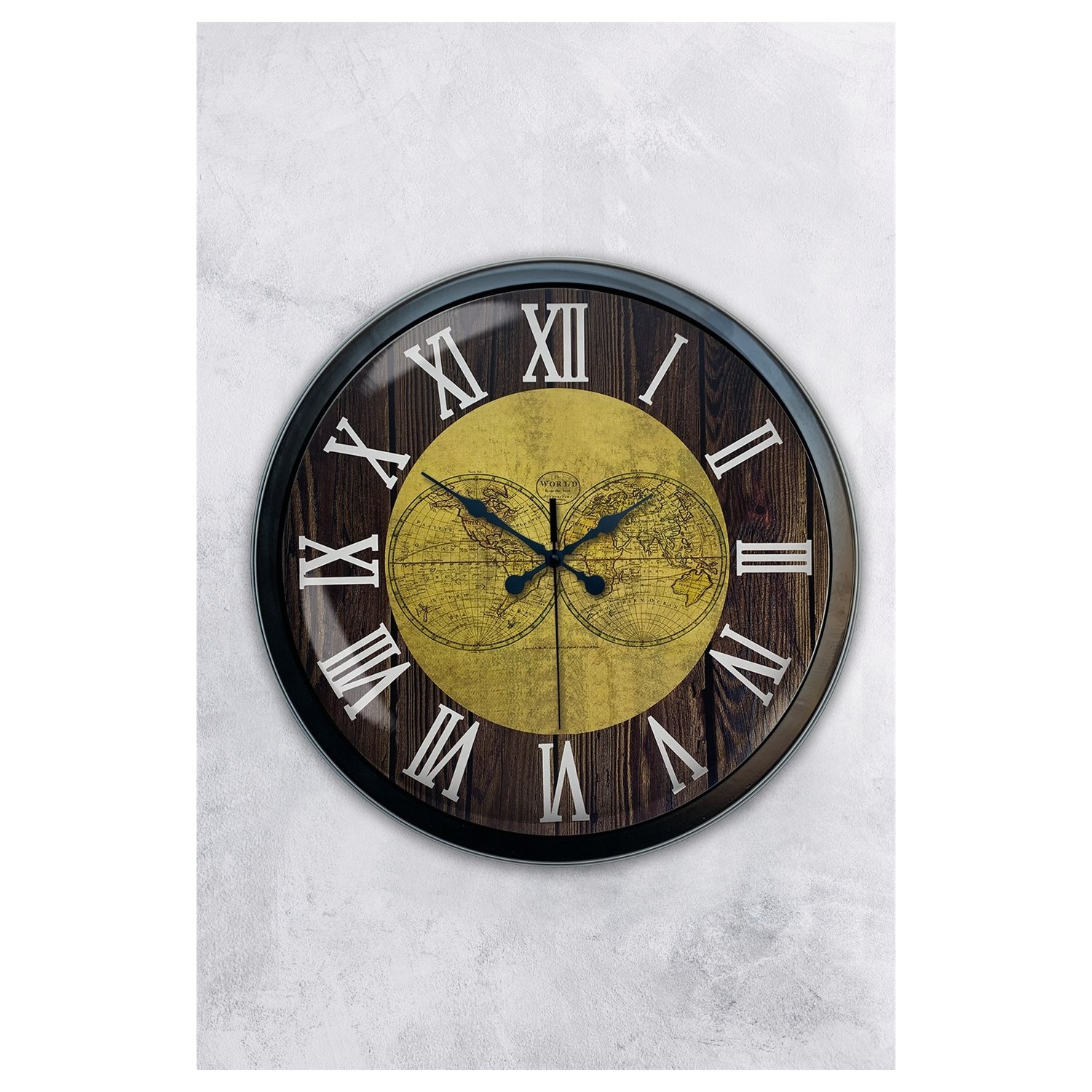 Aib Store 40 cm Siyah Metal World Maps Duvar Saati Fiyatı