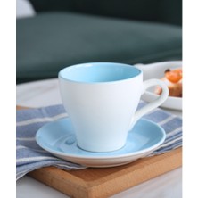 Sanlindou Yaratıcı Kahve Fincanı ve Tabağı Seti, Renk Sır Mat Seramik, Kişiselleştirilmiş Avrupa Kahve Fincanı, Buzlu Taze Çift Kupası