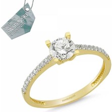 Sembol Gold Altın Tektaş Yüzük Özel Tasarım Zirkon SG42-08585