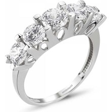 Sembol Gold 14 Ayar Beyaz Altın 5 Taş Yüzük