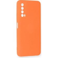 Happycase Huawei P Smart 2021 Kılıf Nano Içi Kadife  Silikon - Turuncu