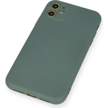 Happycase iPhone 11 Kılıf Nano Içi Kadife  Silikon - Koyu Yeşil