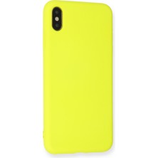 Happycase iPhone Xs Kılıf Nano Içi Kadife  Silikon - Sarı