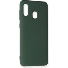 Happycase Samsung Galaxy A20 Kılıf Nano Içi Kadife  Silikon - Koyu Yeşil