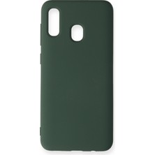 Happycase Samsung Galaxy A30 Kılıf Nano Içi Kadife  Silikon - Koyu Yeşil