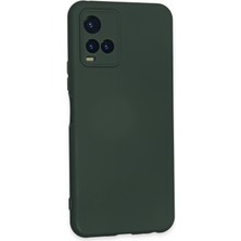 Happycase Vivo Y21S Kılıf Nano Içi Kadife  Silikon - Koyu Yeşil