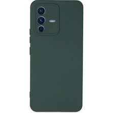 Happycase Vivo V23 5g Kılıf Nano Içi Kadife  Silikon - Koyu Yeşil