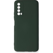 Happycase Huawei P Smart 2021 Kılıf Nano Içi Kadife  Silikon - Koyu Yeşil