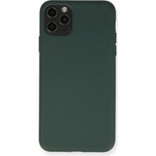 Happycase iPhone 11 Pro Max Kılıf Nano Içi Kadife  Silikon - Koyu Yeşil