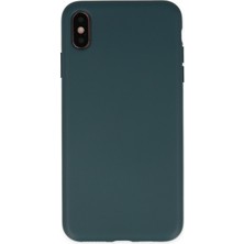 Happycase iPhone Xs Kılıf Nano Içi Kadife  Silikon - Koyu Yeşil