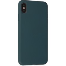 Happycase iPhone Xs Kılıf Nano Içi Kadife  Silikon - Koyu Yeşil