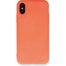 Happycase iPhone Xs Kılıf Nano Içi Kadife  Silikon - Mat Turuncu