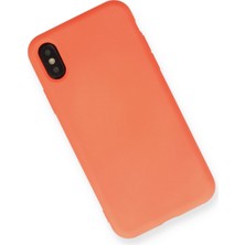 Happycase iPhone Xs Kılıf Nano Içi Kadife  Silikon - Mat Turuncu